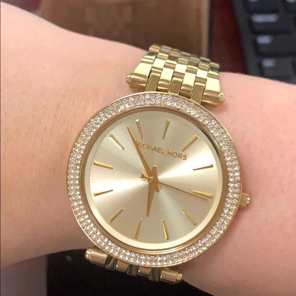 Brand new MK gold diamond pave watch